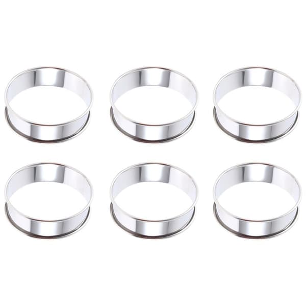 6 st Muffinringar Dubbelvalsade Ringar Rostfritt Stål Muffinringar Metall Rund Ringform för Matlagning