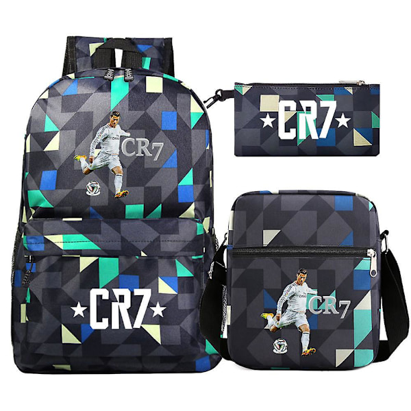 Fotboll Ronaldo Cr7 Set - Skolväskor för Flickor/Pojkar, Laptop Reseryggsäck, Damryggsäckar, Axelväskor & Etui Hög Kvalitet Y 9