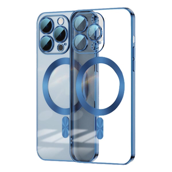Magnetiskt genomskinligt case som är kompatibelt med Iphone 14/plus/ pro/ pro Max case Blue iPhone14 Pro Max