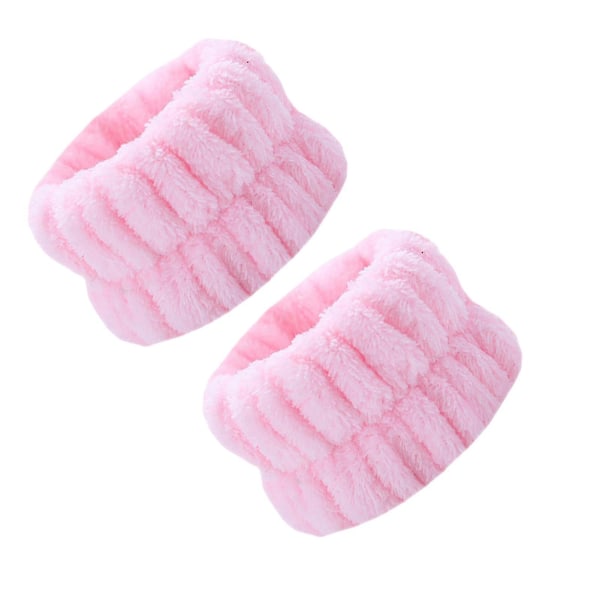 2 stk Ansiktsvask-armbånd Microfiber-mansjett-armbånd Mykt absorberende spa-håndleddsvaskebånd Pink