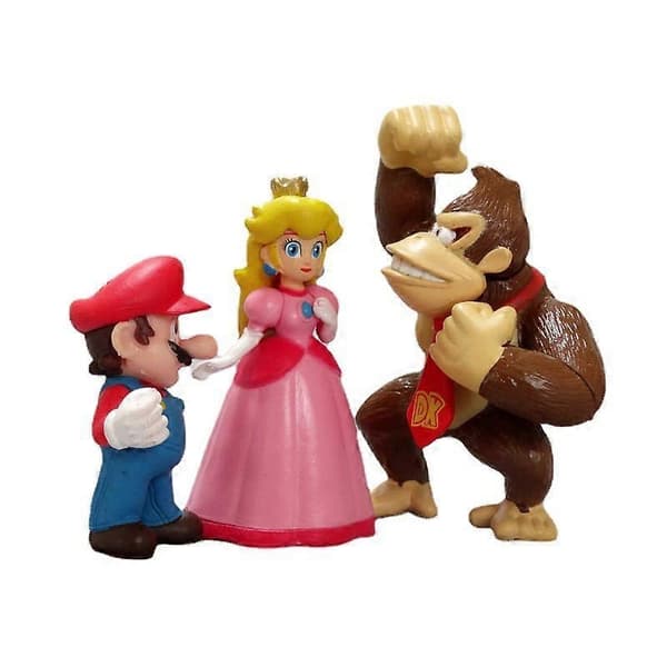 6 st/set Super Mario Action Figur Leksak Mini Docka Bil Dekor Ornament