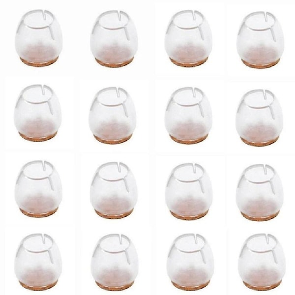 16 Pcs Silicone Chair Leg Floor Protectors With Felt Prevent Scratches