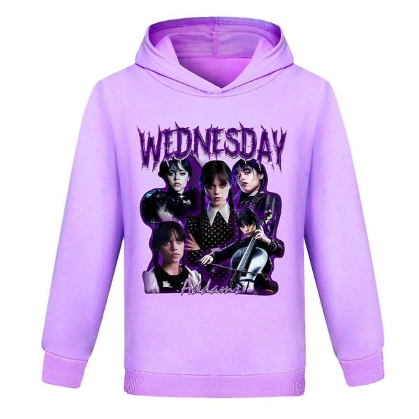 Keskiviikko Addams Printed pitkähihaiset Hupparit Lapset Pojat Tytöt Casual hupullinen villapaita neulepuserot Purple 11-12 Years