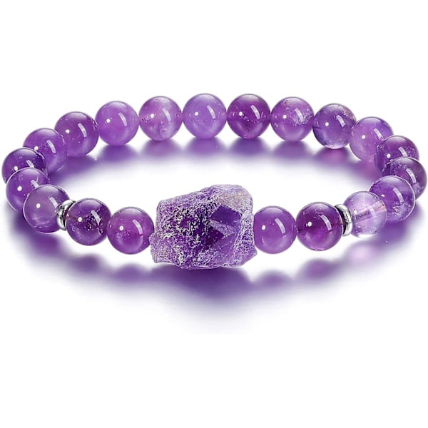 Amethyst Crystal Beaded Bracelet For Women,natural Gem Semi Precious Reiki Healing Crystal Energy Quartz Bracelet,handmade 8mm Round Stone Beads Stret