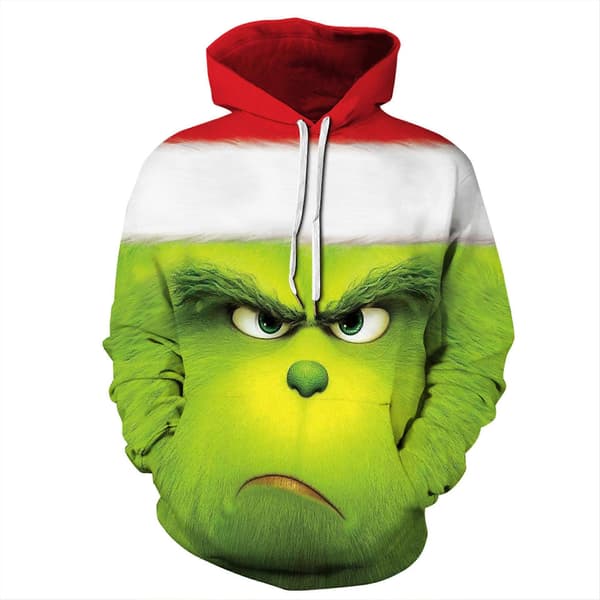 Julefrokost Dame Herre The Grinch Hættetrøje 3D Print Pullover Sweatshirt Toppe E L