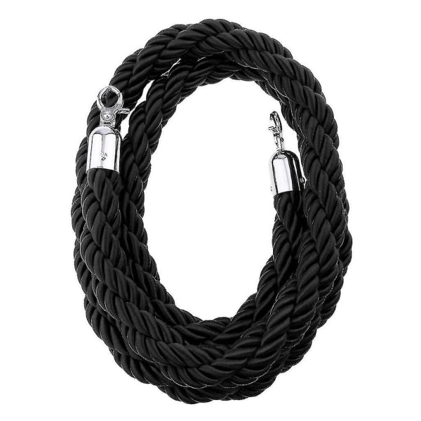 Barrier Rope Crowd Control Stanchion Queue Snoet reb med kroge Black