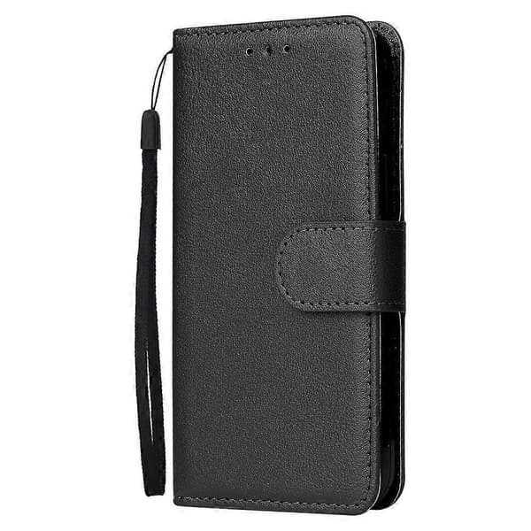 Multifunktionelt vandret flip lædercover med tre kortpladser til iPhone 14 Plus Black