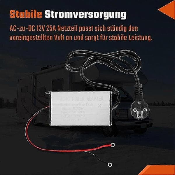 12V AC/DC strømadapter for 5-8 KW dieselvarmer, 240V til 12V transformator med EU-plugg for campingvognbruk