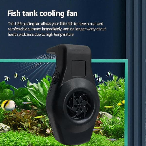 Akvariumkøler, akvariumkølesystem med lav støj, køleventilator, akvarium minikøler Black