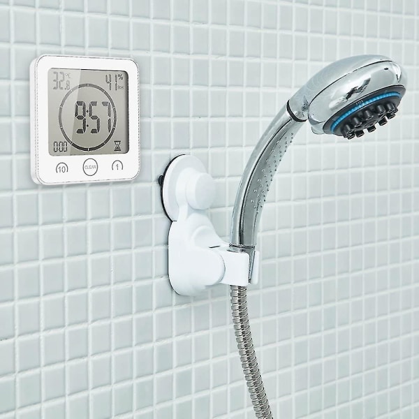 Badrumsklocka, digital LCD-larm med vattentät duschklocka, temperaturfuktighet, nedräkningstimer, 3 monteringsmetoder, batteridriven