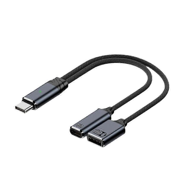 2-i-1 USB-C OTG-kabel med strømforsyning og datasynkronisering, grå
