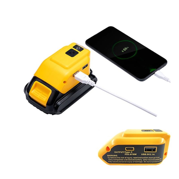 1/2 kpl vaihto Dcb090 power Dewalt 20v Max 18v akkusovittimelle USB ja Type-c led työvalolla A902
