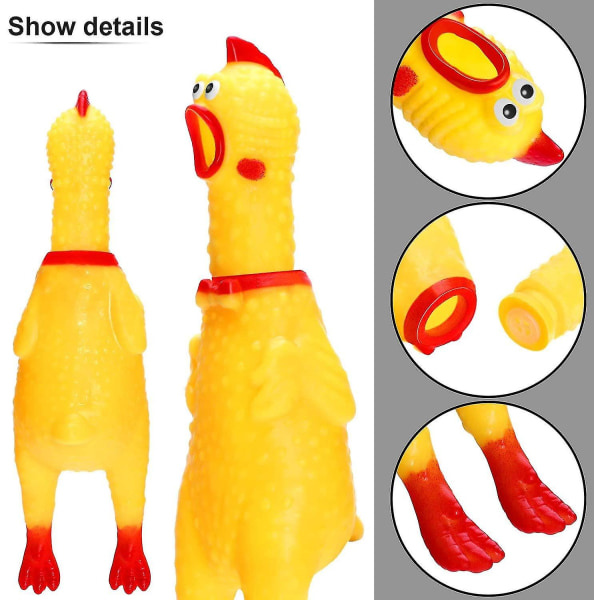 Gummi skrikande kycklingleksak - 6-pack gul gnisslande nyhet Hållbar