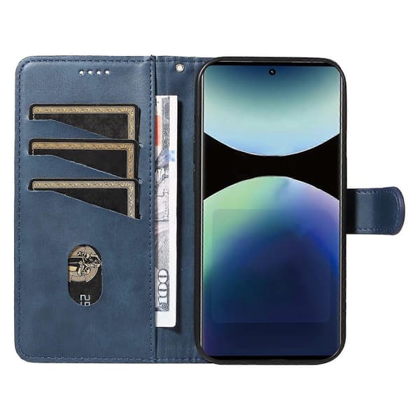 Plånboksfodral för Xiaomi Redmi Note 14 Pro 4G, T-formade linjer Läder Telefonskydd Ställ Blue