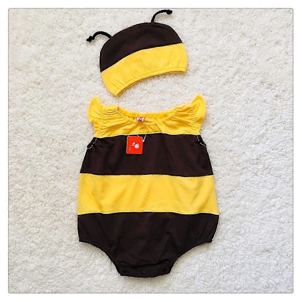 Ermeløs babyromper, nydelig liten bie-kostyme 80cm