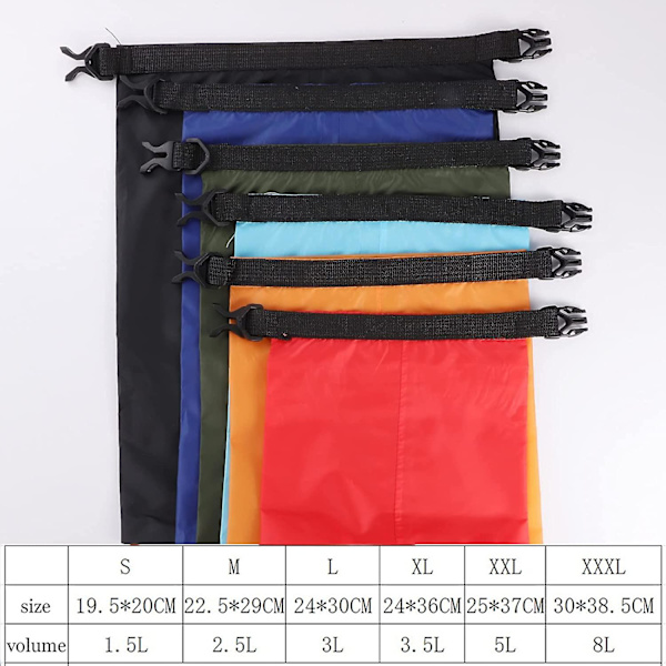 6 kpl vedenpitävät kuivapussit , set kuivasäkit koskenlaskuveneilyyn Campingmulticolor (a-1b)