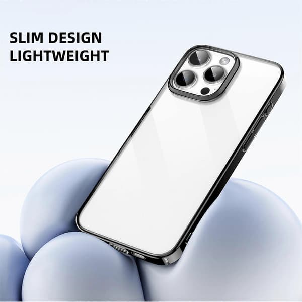 För iPhone 16 Pro Transparent Mobilskal PC+TPU Baksida Grey