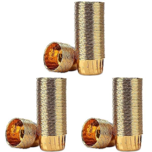 150 stk. aluminiumsfolie cupcakeforme engangs muffinforme bageforme aluminium cupcake tip pande guld Gold
