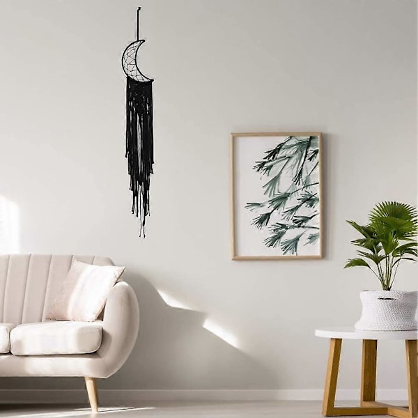 Macrame Boho Sort Måne Drømmefanger, Julehjem Indretning, Børneværelse Indretning Interessant Fin black