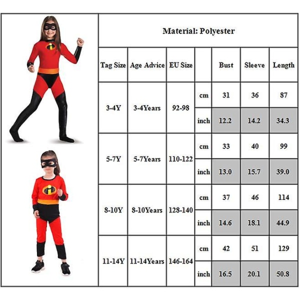 3-14 år Børn Teenagere Drenge Piger Violet The Incredibles Kostume Superhelte Fancy Dress Up Cosplay Outfits Sæt Gaver 5-7Years