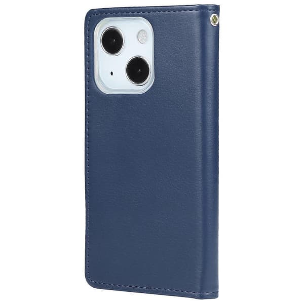 För iPhone 14 Plus GOOSPERY RICH DIARY Crazy Horse Textur Läderfodral Blue