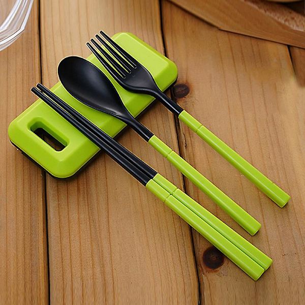 Nya hopfällbara reseserviser Set Bestick Gaffel Ätpinnar Set för barn Bento Lunchbox Blue