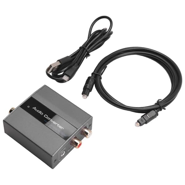 Analog til Digital Lydkonverter RCA til Optisk med Optisk Kabel Lyd Digital Toslink og Koaksial Lydadapter Svart grå