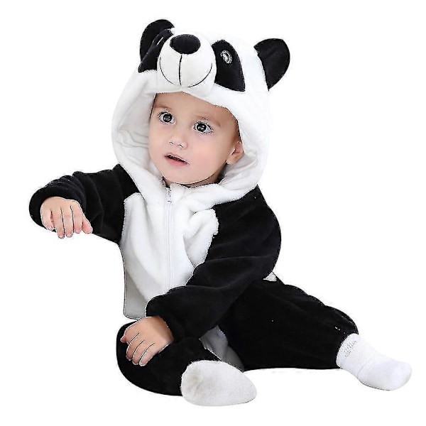 Unisex Baby Dyrekostyme Vinter Høst Flanell Hette Cosplay Jumpsuit Panda 100