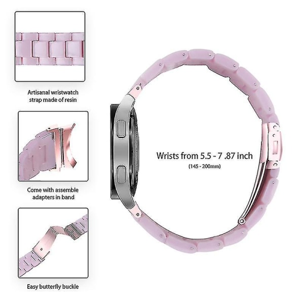Til Samsung Galaxy Watch 5 40 mm / 44 mm / Watch 5 Pro 45 mm Resin urbånd i rustfrit stål med spændearmbånd Light Purple