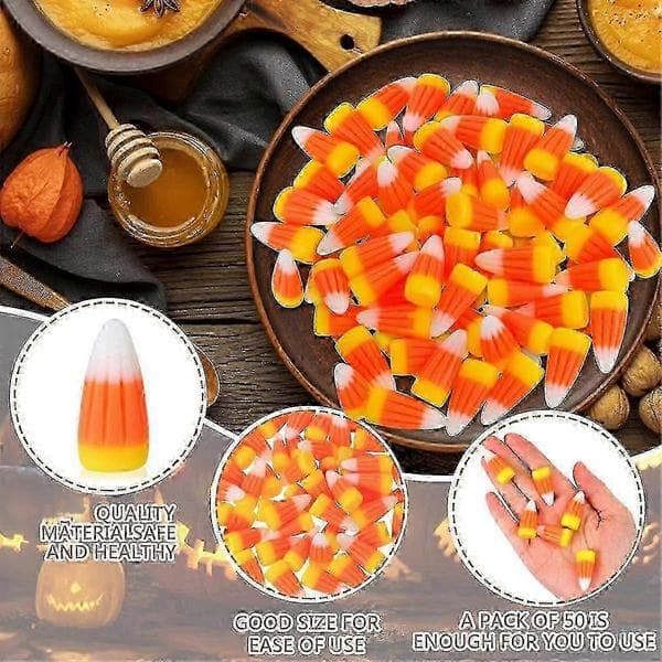 50 stk. Halloween Resin Candy Corn Kunstig 3D Candy Corn Perle Efterår Faux Corn Scrapbooking Embellis hwy