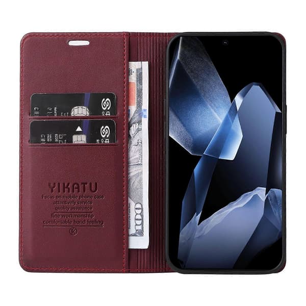 Plånboksfodral i PU-läder med ställ för OnePlus 13 Wine Red