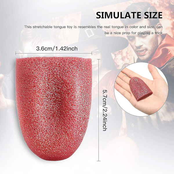 2 stycken realistiska falska tunga Stretchy falska tunga tricks konstgjorda tunga rekvisita Hemsk realistisk tunga Halloween Gross