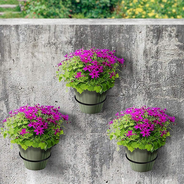 2 st Väggfästen För Blomkrukor, Metall Väggfäste Ring Med Skruvar Planteringskrokar Hållare Blomkruka Brick Stativ Fäste För Uteplats Balkong Gard