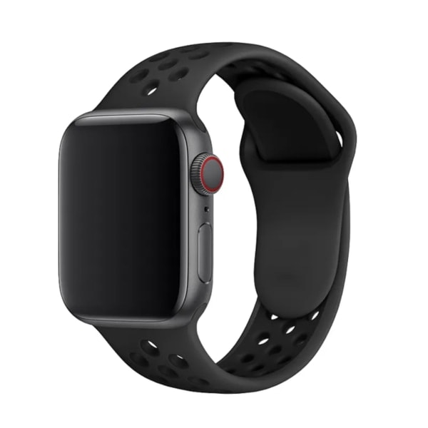 Apple Watch Sport armbånd i gummibånd 42 mm / 44 mm / 45 mm / 49 mm - Komfortabel og slitesterk Black / Black