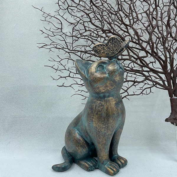 Harts Katt Hantverksfigurer Prydnadsföremål Trädgård Husdjur Kattskulpturer Kreativa djurstaty Heminredning för uteplats