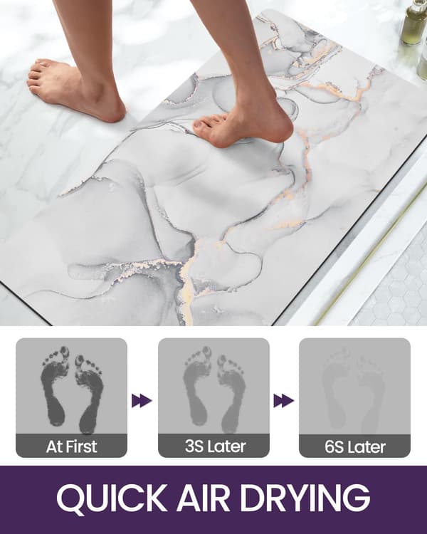 Light Grey Bathroom Mat 40 x 60 cm, Super Absorbent and Non-Slip Bath Mat, Quick Drying Bathroom Floor Mat