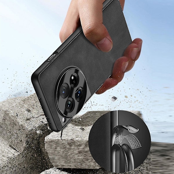 För Oneplus 12 Case, För Oneplus 12 Case, Pu Läder Ultra Tunt Slim Slitstarkt Skydds Phone case Cover black