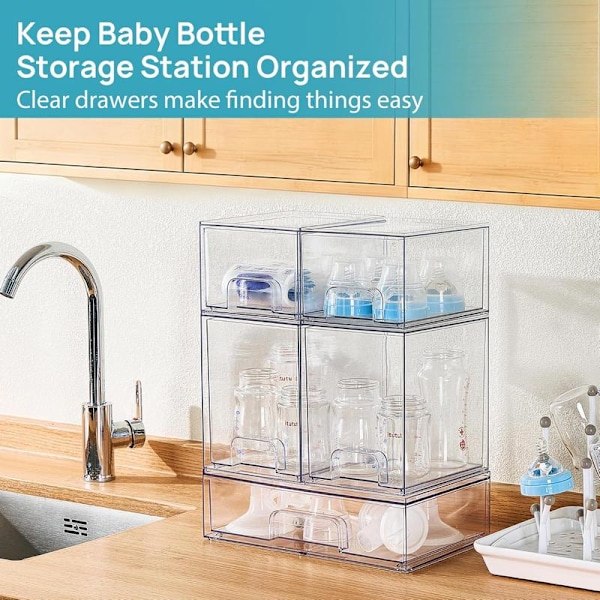 5-piece Clear Small Stackable Storage Drawer Set, Acrylic Makeup Organizer for Bathroom (for Vanity, Storage, Home Organization)