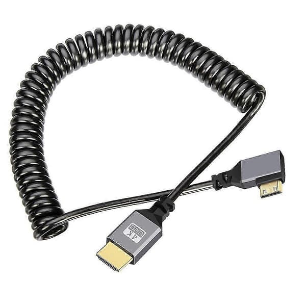 Type A HD-036-LE Mini HDMI 1.4 hann til HDMI hann 4K 60Hz spiralformet kabel venstrevinklet 90