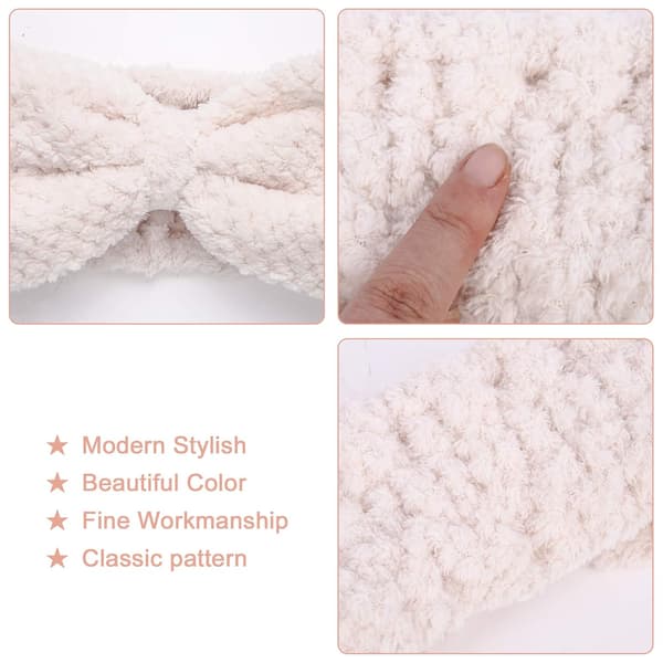 3-pak Spa Hodebånd Mikrofiber Sløyfebånd Hodebånd for Kvinner for Ansiktsvask, Hvit, Grå, Rosa