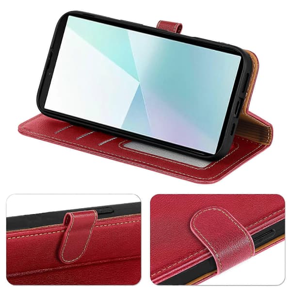 Läderfodral med litchi-textur för OnePlus Ace 5 5G/Ace 5 Pro 5G, plånboksfodral Red