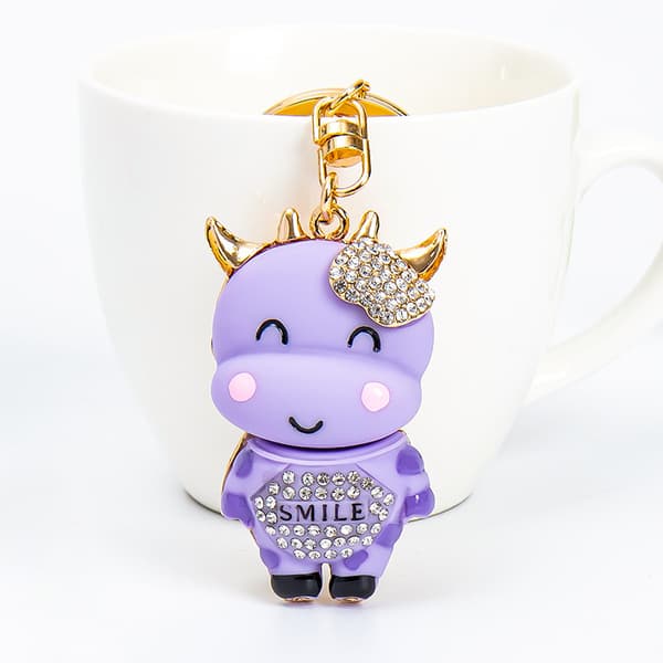 1 st Par Nyckelring för Damväska (Leende Ko Lila)