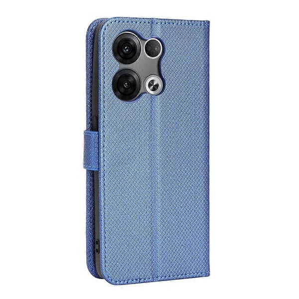 Diamanttexturerat läderfodral för OPPO Reno8 Pro Blue