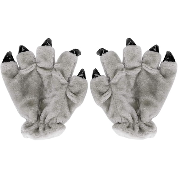 Unisex vuxen Wolf Claw Handskar Dinosaur Paw Söta tecknade vantar Vintervarma plysch djur Handvärmare lurviga handskar för halloween jul finklänning