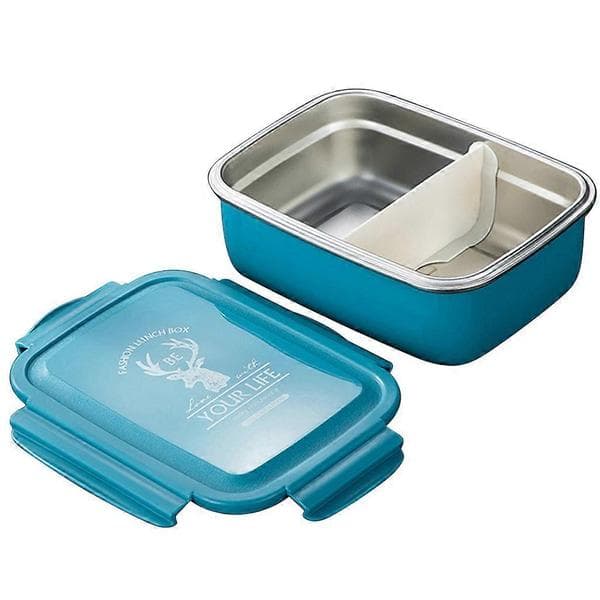 Bento-bokser Matbokser Matsikkert Materiale Rustfritt Stål PP Fire Knapper for Barn Utendørs Skoler 3 Farger Velg Blue