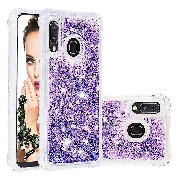 Kompatibel Samsung Galaxy A20e/a10e Case Glitter Flytande Transparent Glittrande Glänsande Bling Kristallklart flytande Quicksand Cover Tpu Silikon - Lila