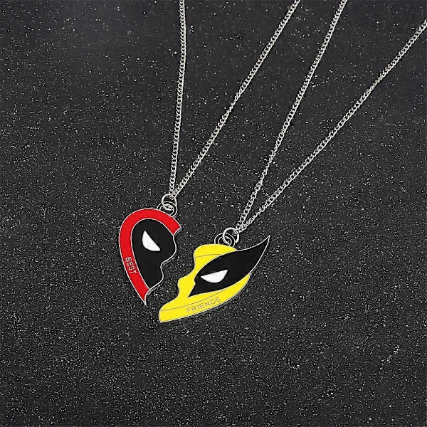 Wolverine Deadpool Bestevenner BFF Nøkkelring Halskjede Menn Legering Anheng Cosplay Nøkkelringer Halskjeder Gave Necklace