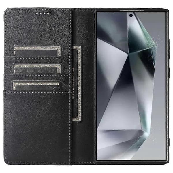 Til S24 Ultra Etui Rfid Blokerende Tegnebog Telefon Cover Sort Multifarvet