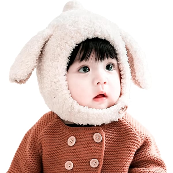 Toddler Boy Girl Winter-Hats - Warm Baby Kids Plush Hat Earflaps Hood Beanie Skull Cap Animal Ski Hat Beige One Size