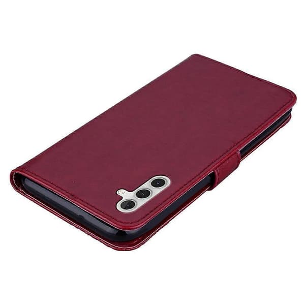 Til Samsung Galaxy A26 5G Etui Ugle Blomst Præget Læder Cover Wallet med Rem - Grå Multicolor Red